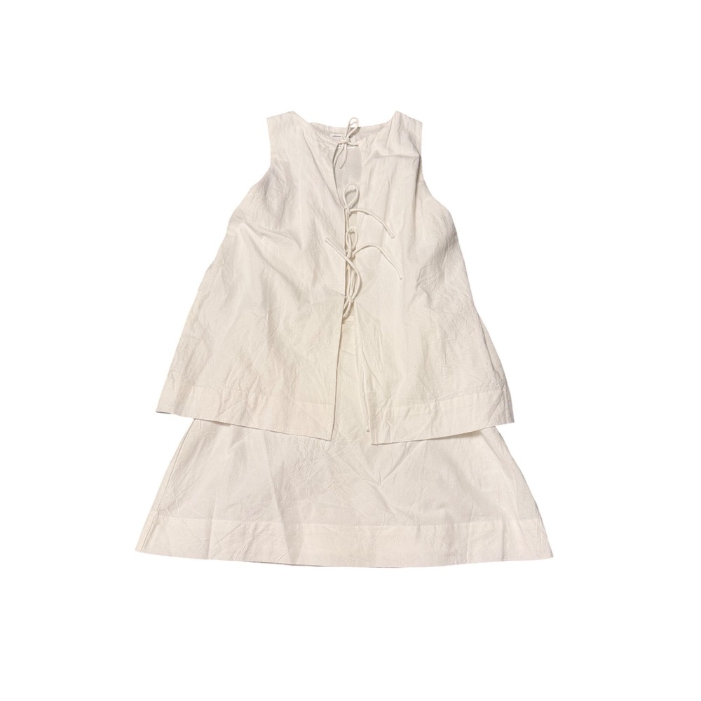 Sabo White Cotton Layered Tie Front Mini Dress Sleeveless Size M US 6